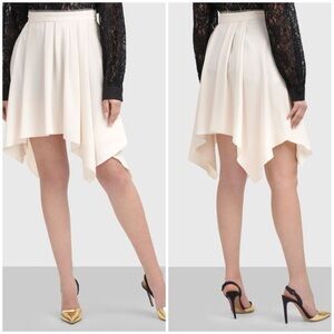 NWT Patrizia Pepe Asymmetric Mini Skirt Cream Pleated Flowy Sz 42